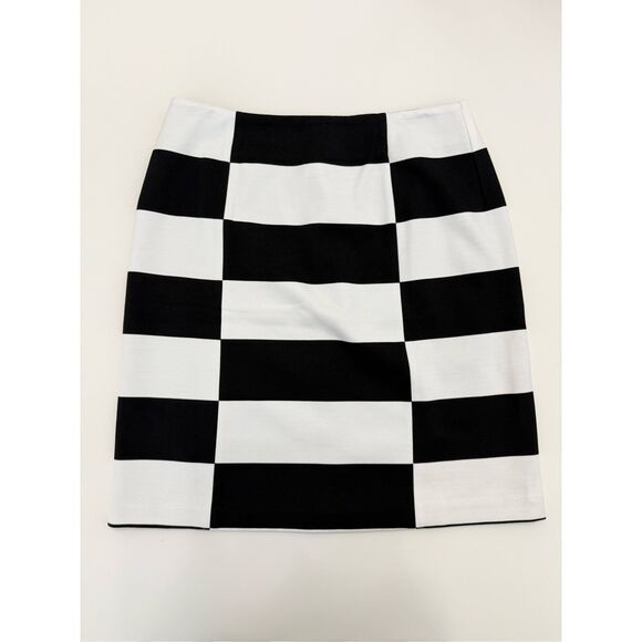 J. McLaughlin Mitchell Bainbridge Black White Block Striped Checkered Skirt 4 NW - Picture 1 of 4